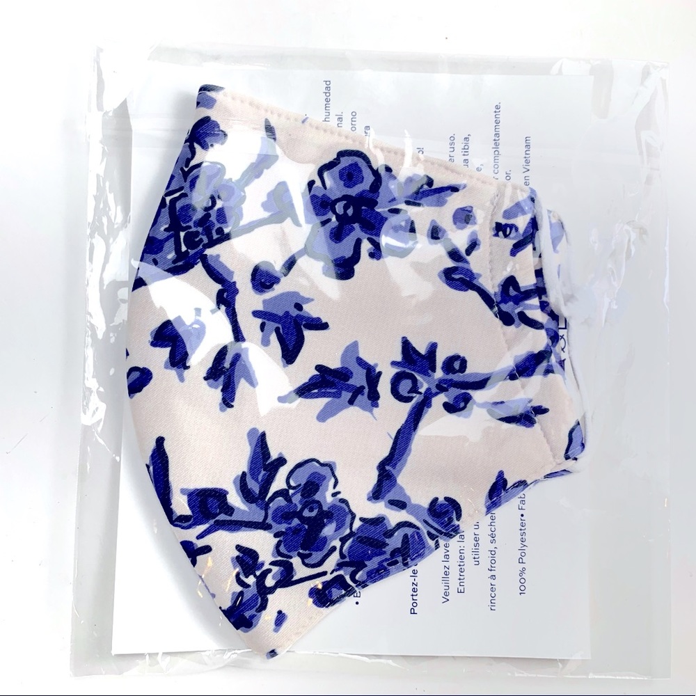 Tory Burch Designer Face Mask- Cornflower Blue